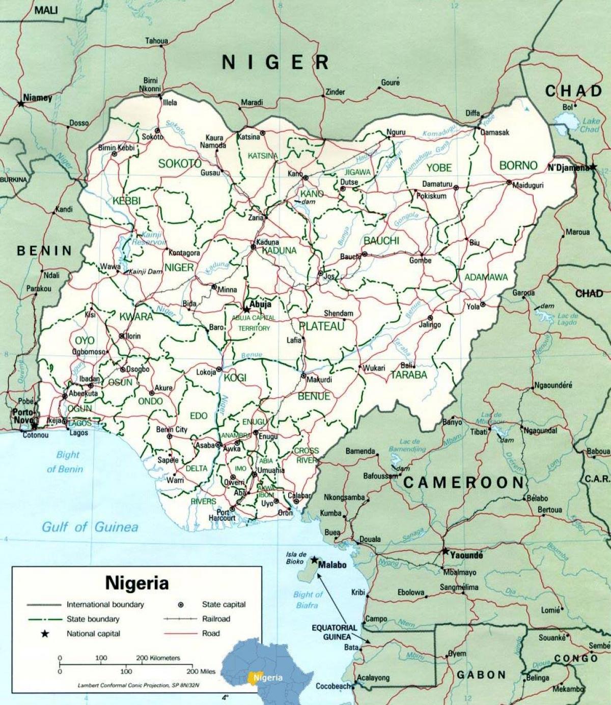 lagos v nigeriji zemljevid afrike