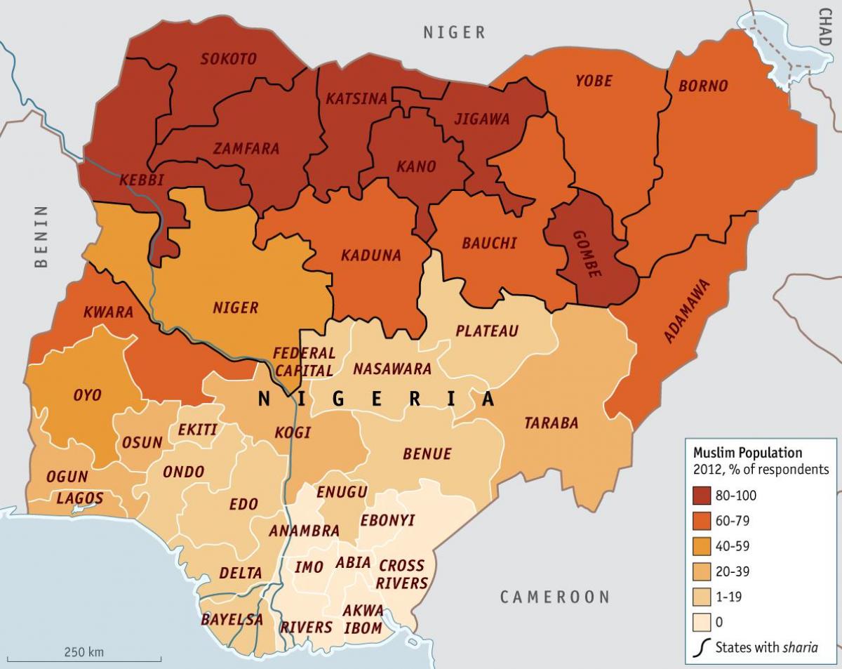 Zemljevid nigerija vere