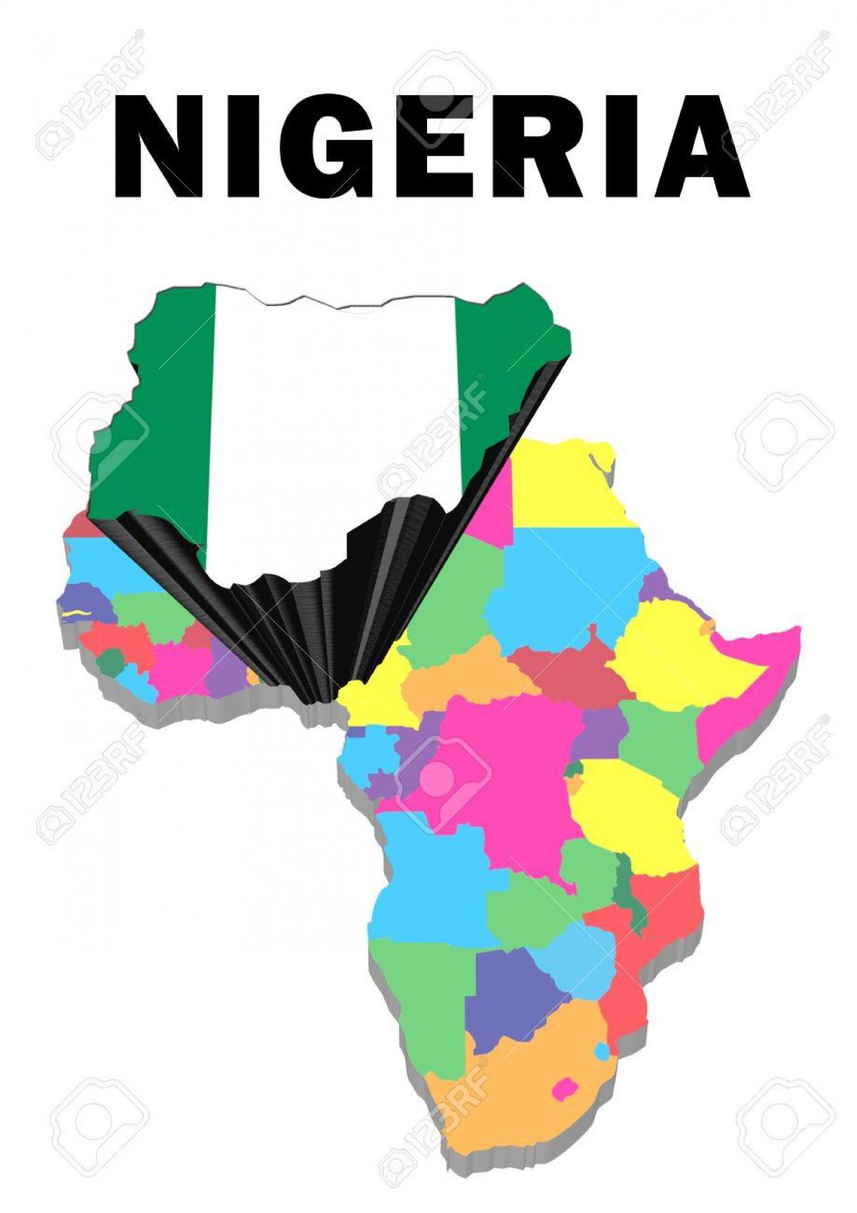 zemljevid afrike z nigerijo poudarila