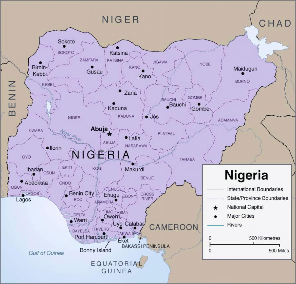 Zemljevid za podrobni nigerija