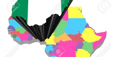 Zemljevid afrike z nigerijo poudarila