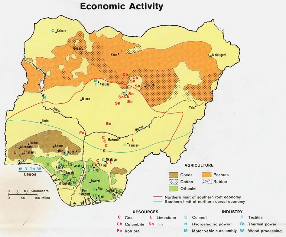 Zemljevid kmetijskih nigerija