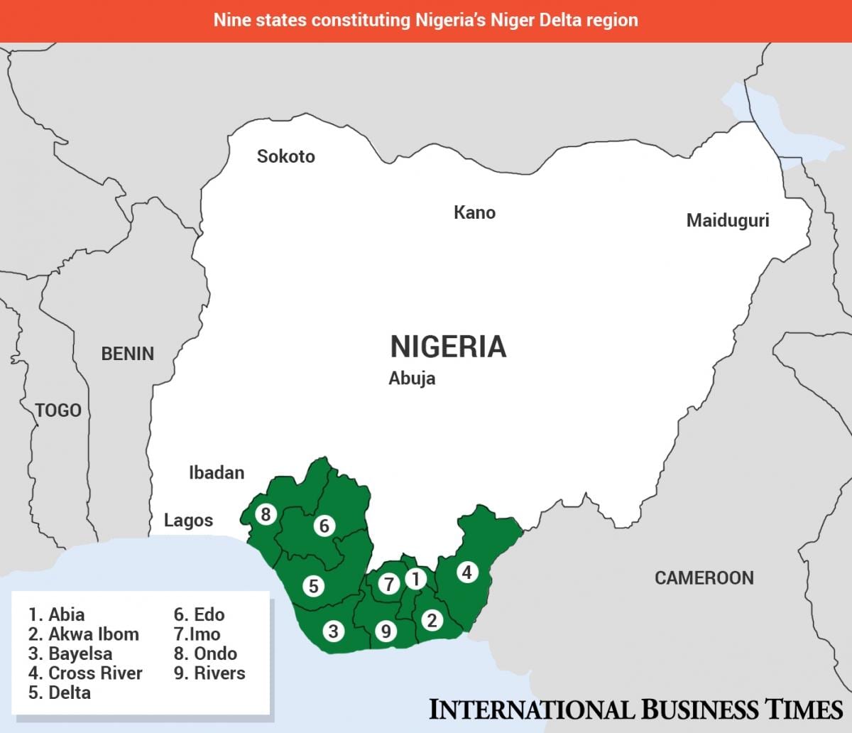 Zemljevid niger delta zemljevid v nigeriji