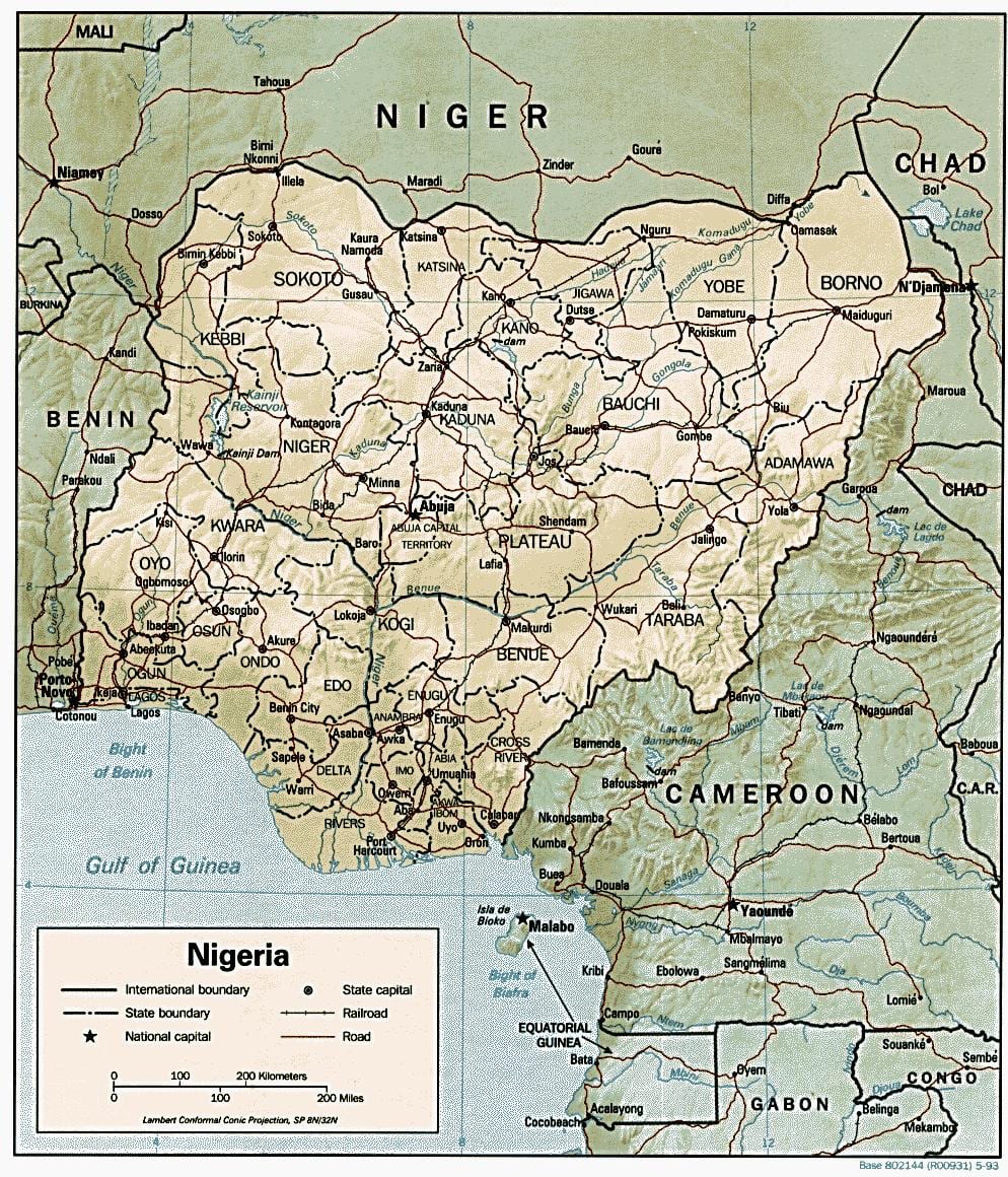 geografski zemljevid nigerija