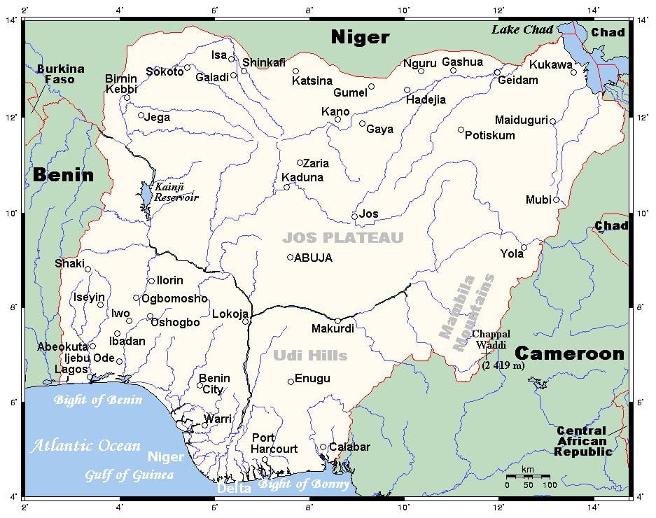 rek v nigeriji zemljevid