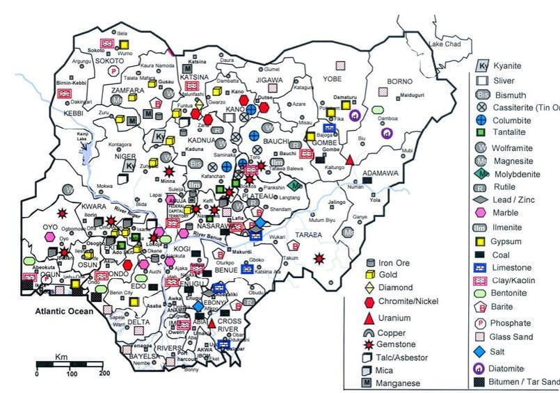 mineralna zemljevid nigerija