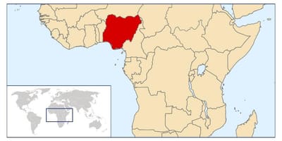 Nigerija lokacijo na zemljevidu sveta
