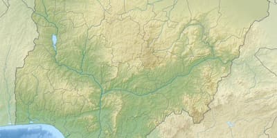 Zemljevid nigeriji, ki prikazuje relief in drenaža