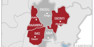 Zemljevid južne vzhodu nigerije